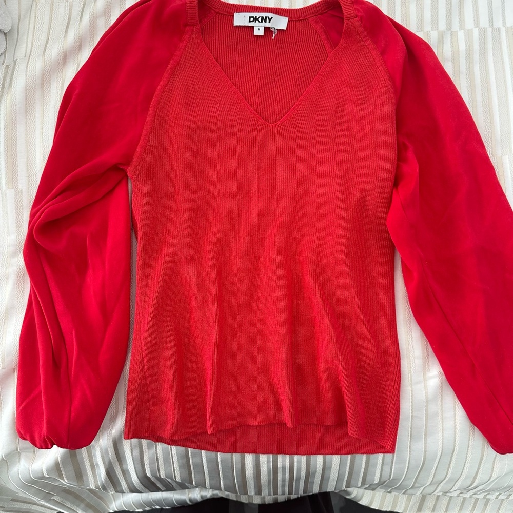 DKNY Vibrant Red Knit Top